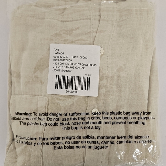 Velvet By Graham and Spencer Lana Cropped Button Down Shirt in Light Sand NWT - Picture 8 of 13